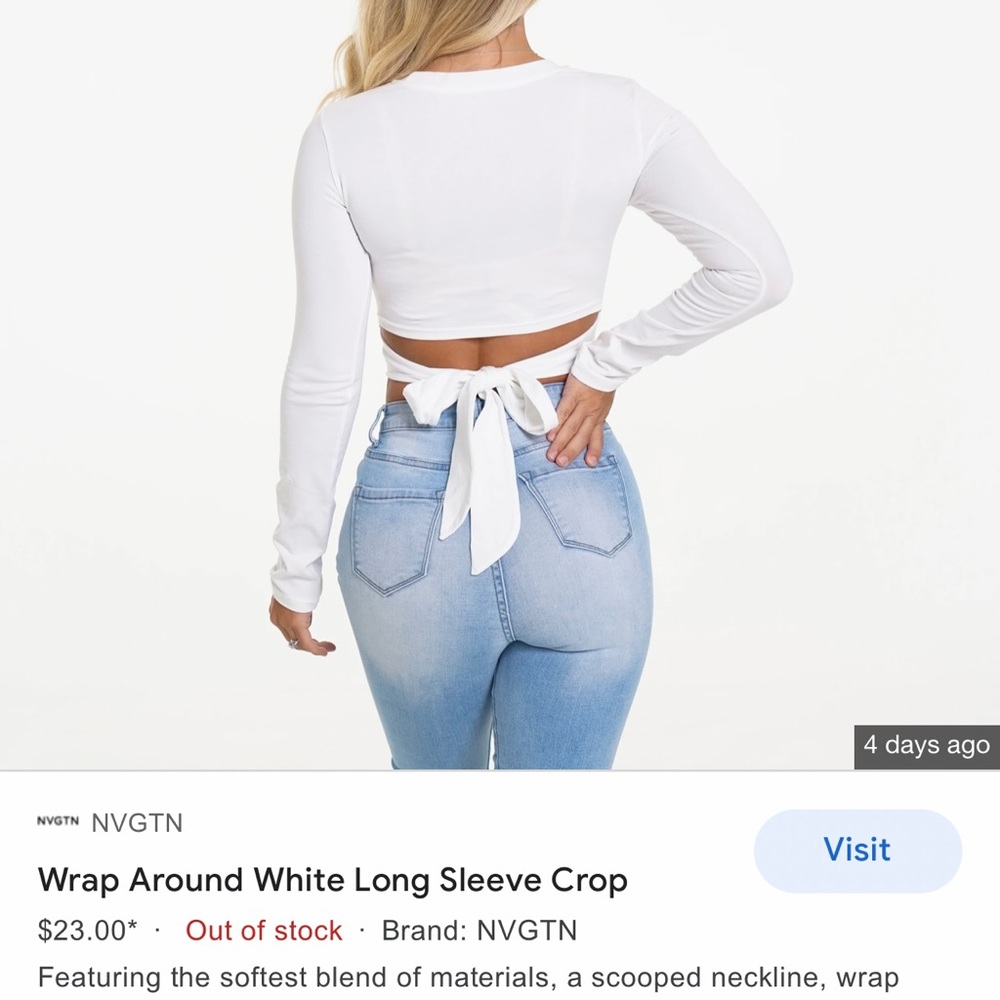 NVGTN wrap around long sleeve crop